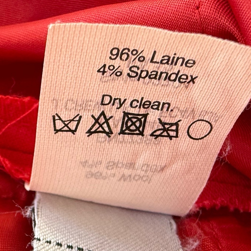J Crew “Tollegno 1900” Red Classic Fit Straight Leg Pants Size 4 Work Career - Picture 9 of 15
